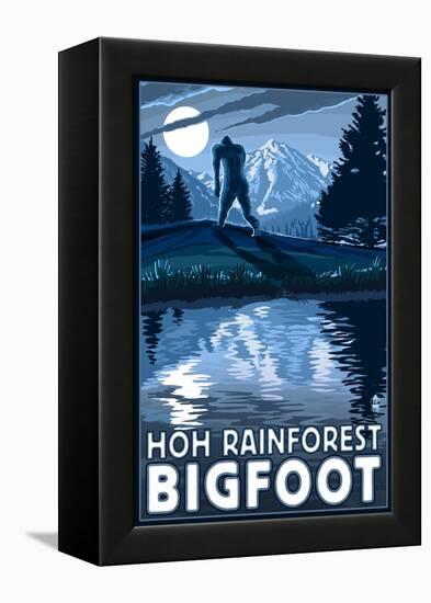 HOH Rainforest, Washington - Bigfoot-Lantern Press-Framed Stretched Canvas