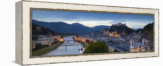 Hohensalzburg Fortress and Alt Stadt Illuminated at Dusk, Salzburg, Salzburger Land-Doug Pearson-Framed Premier Image Canvas