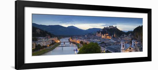 Hohensalzburg Fortress and Alt Stadt Illuminated at Dusk, Salzburg, Salzburger Land-Doug Pearson-Framed Photographic Print