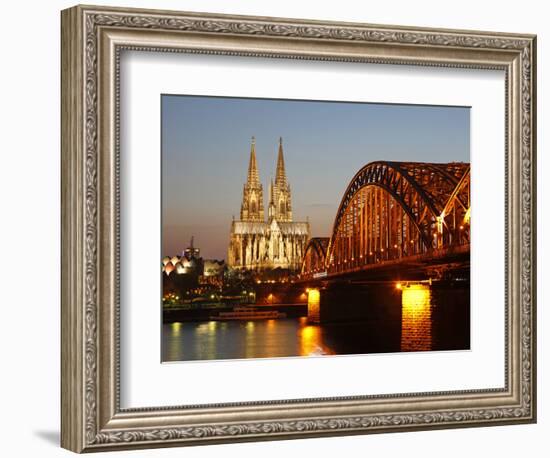 Hohenzollern Bridge over the River Rhine and Cathedral, UNESCO World Heritage Site, Cologne, North-Hans Peter Merten-Framed Photographic Print