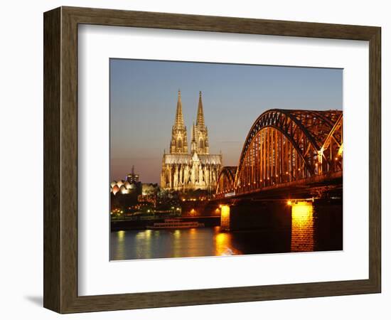 Hohenzollern Bridge over the River Rhine and Cathedral, UNESCO World Heritage Site, Cologne, North-Hans Peter Merten-Framed Photographic Print