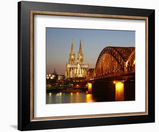 Hohenzollern Bridge over the River Rhine and Cathedral, UNESCO World Heritage Site, Cologne, North-Hans Peter Merten-Framed Photographic Print