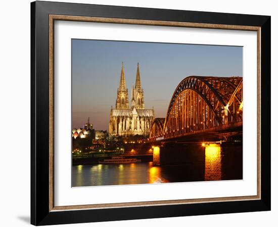 Hohenzollern Bridge over the River Rhine and Cathedral, UNESCO World Heritage Site, Cologne, North-Hans Peter Merten-Framed Photographic Print