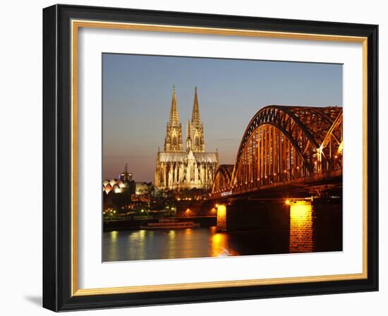 Hohenzollern Bridge over the River Rhine and Cathedral, UNESCO World Heritage Site, Cologne, North-Hans Peter Merten-Framed Photographic Print