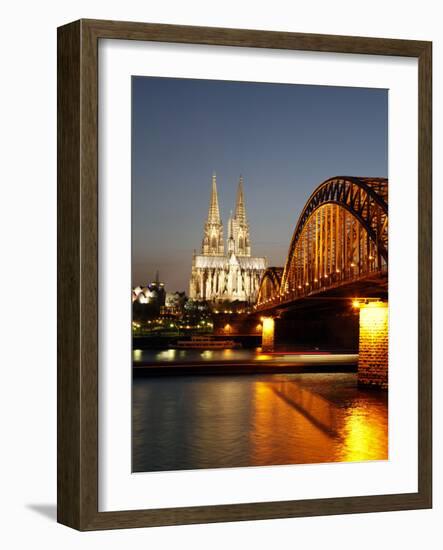 Hohenzollern Bridge over the River Rhine and Cathedral, UNESCO World Heritage Site, Cologne, North -Hans Peter Merten-Framed Photographic Print