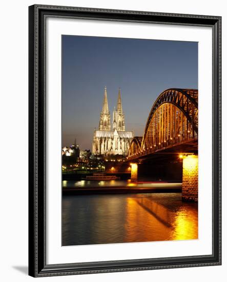 Hohenzollern Bridge over the River Rhine and Cathedral, UNESCO World Heritage Site, Cologne, North -Hans Peter Merten-Framed Photographic Print