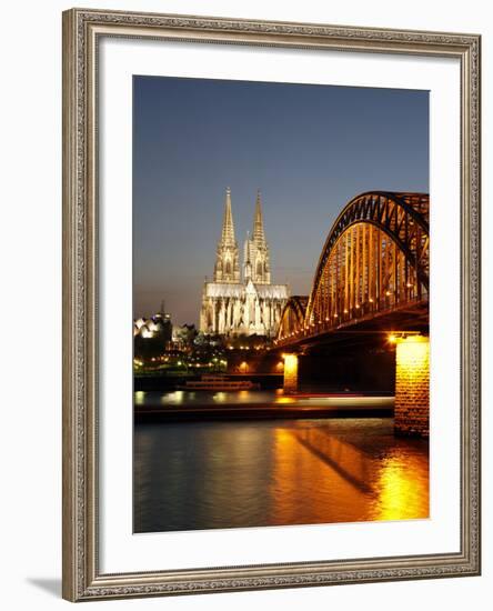 Hohenzollern Bridge over the River Rhine and Cathedral, UNESCO World Heritage Site, Cologne, North -Hans Peter Merten-Framed Photographic Print