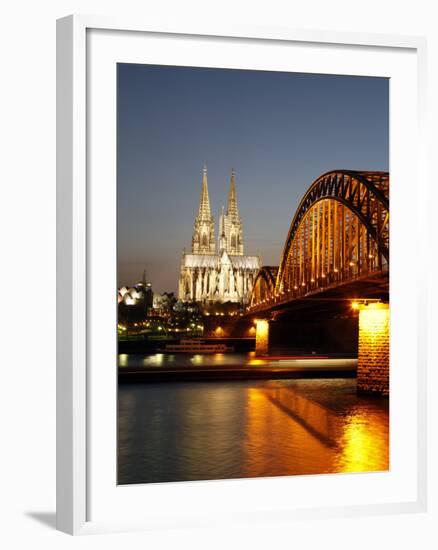 Hohenzollern Bridge over the River Rhine and Cathedral, UNESCO World Heritage Site, Cologne, North -Hans Peter Merten-Framed Photographic Print