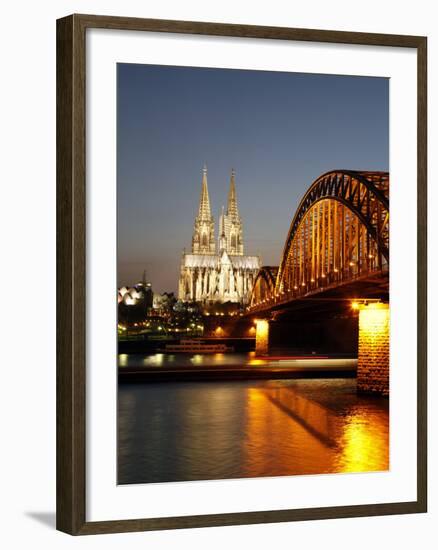 Hohenzollern Bridge over the River Rhine and Cathedral, UNESCO World Heritage Site, Cologne, North -Hans Peter Merten-Framed Photographic Print