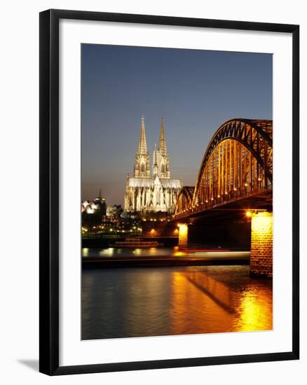 Hohenzollern Bridge over the River Rhine and Cathedral, UNESCO World Heritage Site, Cologne, North -Hans Peter Merten-Framed Photographic Print