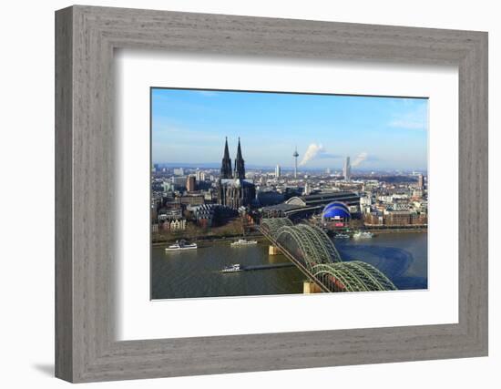 Hohenzollern Bridge with Cologne Cathedral, Cologne, North Rhine-Westphalia, Germany, Europe-Hans-Peter Merten-Framed Photographic Print