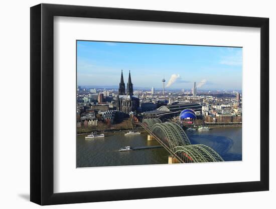 Hohenzollern Bridge with Cologne Cathedral, Cologne, North Rhine-Westphalia, Germany, Europe-Hans-Peter Merten-Framed Photographic Print