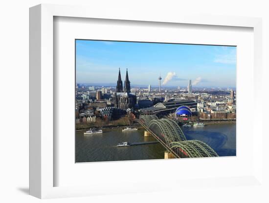 Hohenzollern Bridge with Cologne Cathedral, Cologne, North Rhine-Westphalia, Germany, Europe-Hans-Peter Merten-Framed Photographic Print