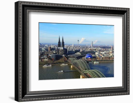 Hohenzollern Bridge with Cologne Cathedral, Cologne, North Rhine-Westphalia, Germany, Europe-Hans-Peter Merten-Framed Photographic Print