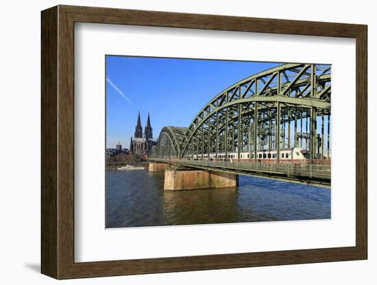 Hohenzollern Bridge with Cologne Cathedral, Cologne, North Rhine-Westphalia, Germany, Europe-Hans-Peter Merten-Framed Photographic Print