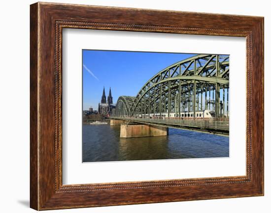 Hohenzollern Bridge with Cologne Cathedral, Cologne, North Rhine-Westphalia, Germany, Europe-Hans-Peter Merten-Framed Photographic Print