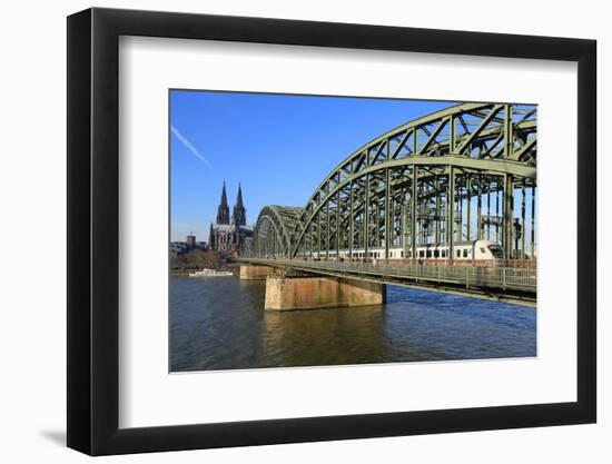 Hohenzollern Bridge with Cologne Cathedral, Cologne, North Rhine-Westphalia, Germany, Europe-Hans-Peter Merten-Framed Photographic Print