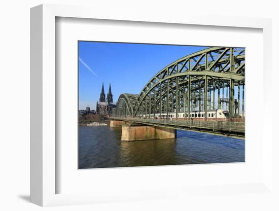 Hohenzollern Bridge with Cologne Cathedral, Cologne, North Rhine-Westphalia, Germany, Europe-Hans-Peter Merten-Framed Photographic Print