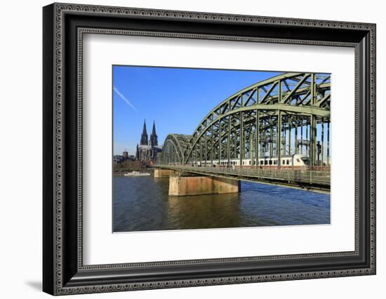 Hohenzollern Bridge with Cologne Cathedral, Cologne, North Rhine-Westphalia, Germany, Europe-Hans-Peter Merten-Framed Photographic Print