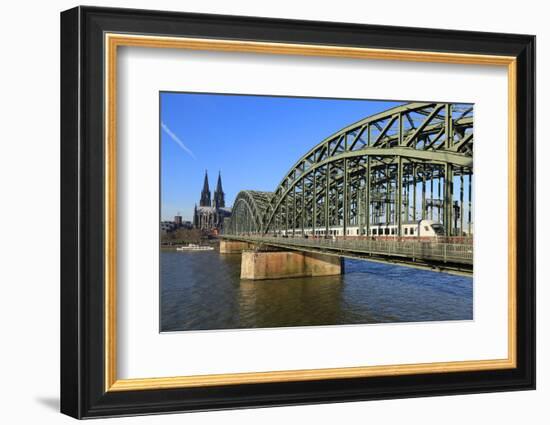 Hohenzollern Bridge with Cologne Cathedral, Cologne, North Rhine-Westphalia, Germany, Europe-Hans-Peter Merten-Framed Photographic Print