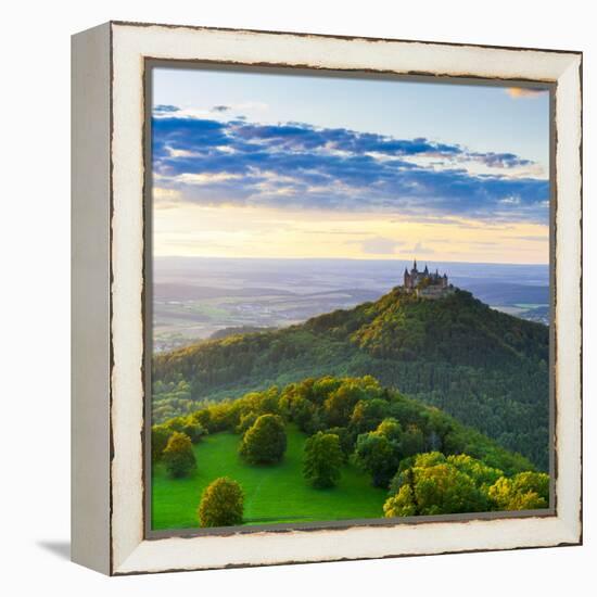 Hohenzollern Castle and Sourrounding Countryside Illuminated at Sunset, Swabia, Baden Wuerttemberg-Doug Pearson-Framed Premier Image Canvas