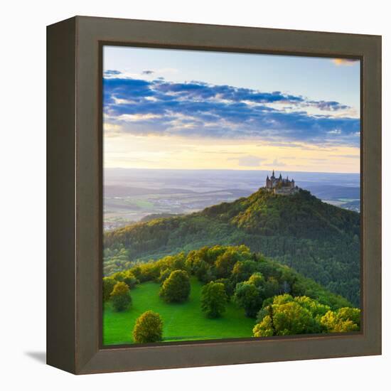 Hohenzollern Castle and Sourrounding Countryside Illuminated at Sunset, Swabia, Baden Wuerttemberg-Doug Pearson-Framed Premier Image Canvas