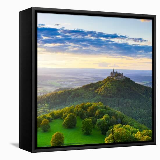 Hohenzollern Castle and Sourrounding Countryside Illuminated at Sunset, Swabia, Baden Wuerttemberg-Doug Pearson-Framed Premier Image Canvas