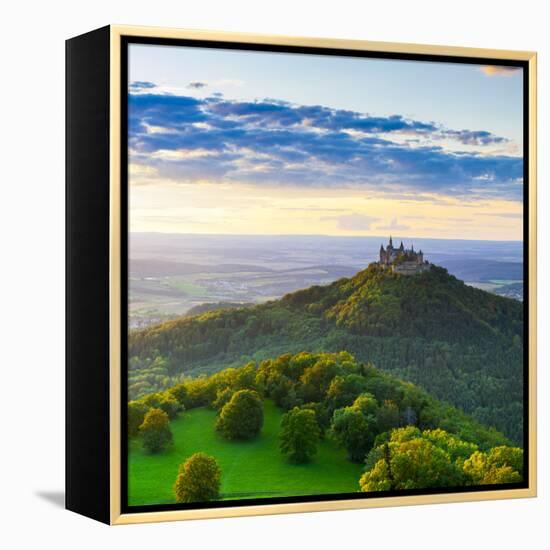 Hohenzollern Castle and Sourrounding Countryside Illuminated at Sunset, Swabia, Baden Wuerttemberg-Doug Pearson-Framed Premier Image Canvas