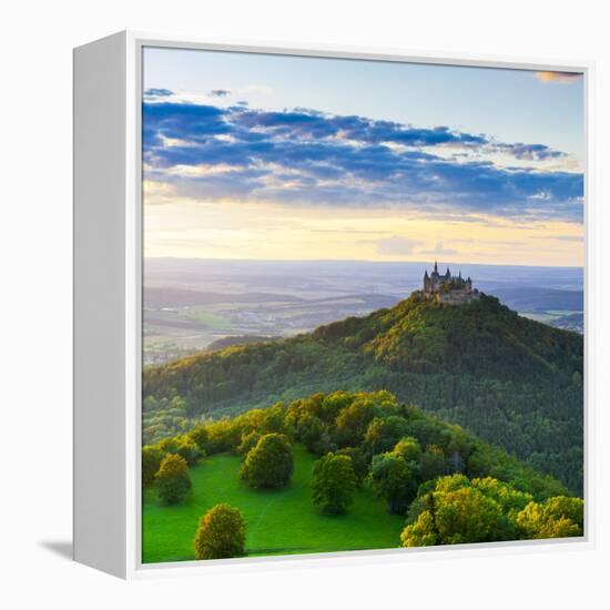 Hohenzollern Castle and Sourrounding Countryside Illuminated at Sunset, Swabia, Baden Wuerttemberg-Doug Pearson-Framed Premier Image Canvas