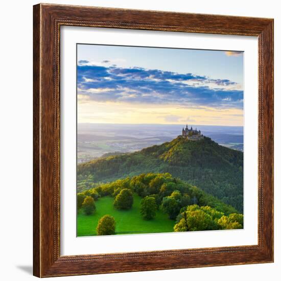 Hohenzollern Castle and Sourrounding Countryside Illuminated at Sunset, Swabia, Baden Wuerttemberg-Doug Pearson-Framed Photographic Print