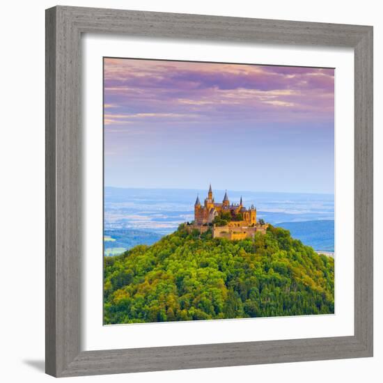 Hohenzollern Castle and Surrounding Countryside at Sunrise, Swabia, Baden Wuerttemberg-Doug Pearson-Framed Photographic Print