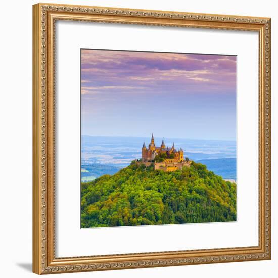 Hohenzollern Castle and Surrounding Countryside at Sunrise, Swabia, Baden Wuerttemberg-Doug Pearson-Framed Photographic Print