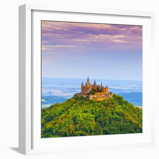 Hohenzollern Castle and Surrounding Countryside at Sunrise, Swabia, Baden Wuerttemberg-Doug Pearson-Framed Photographic Print