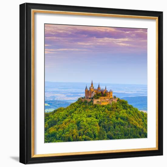 Hohenzollern Castle and Surrounding Countryside at Sunrise, Swabia, Baden Wuerttemberg-Doug Pearson-Framed Photographic Print