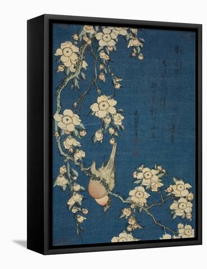 Hokusai's Blossoms on Indigo I-Katsushika Hokusai-Framed Stretched Canvas