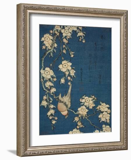 Hokusai's Blossoms on Indigo I-Katsushika Hokusai-Framed Art Print