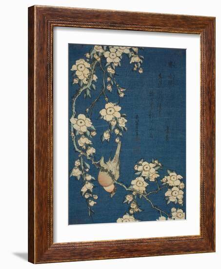 Hokusai's Blossoms on Indigo I-Katsushika Hokusai-Framed Art Print