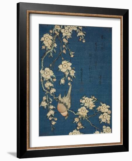 Hokusai's Blossoms on Indigo I-Katsushika Hokusai-Framed Art Print