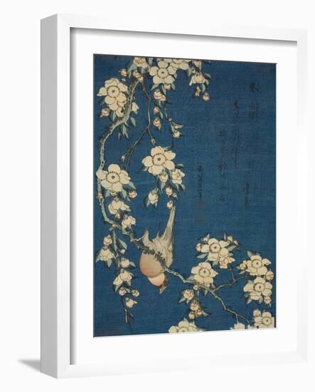 Hokusai's Blossoms on Indigo I-Katsushika Hokusai-Framed Art Print