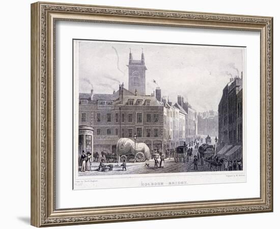 Holborn Bridge, London, C1830-William Woolnoth-Framed Giclee Print