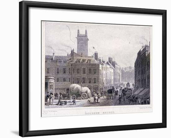 Holborn Bridge, London, C1830-William Woolnoth-Framed Giclee Print