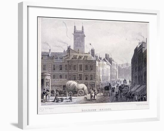 Holborn Bridge, London, C1830-William Woolnoth-Framed Giclee Print