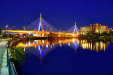 Boston Zakim Bridge Sunset in Bunker Hill Massachusetts USA-holbox-Photographic Print