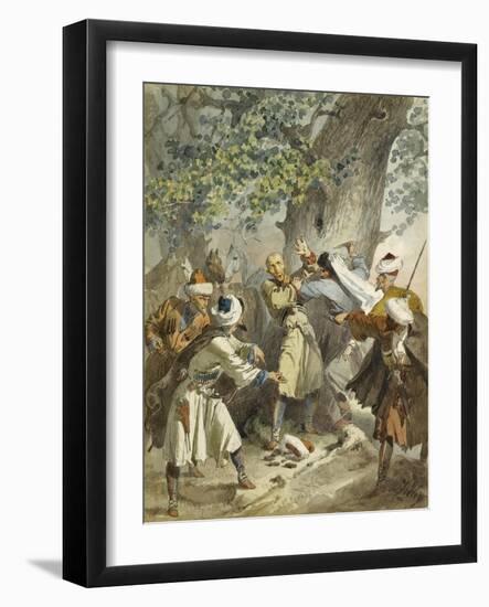 Hold Up! (From the Series Scènes Du Caucas)-Mihály Zichy-Framed Giclee Print