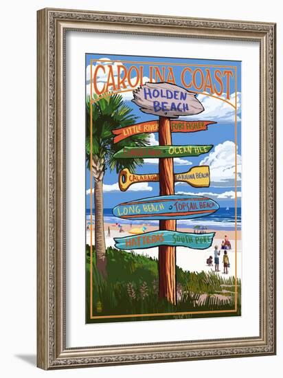 Holden Beach, North Carolina - Destination Sign-Lantern Press-Framed Art Print