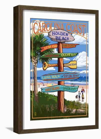 Holden Beach, North Carolina - Destination Sign-Lantern Press-Framed Art Print