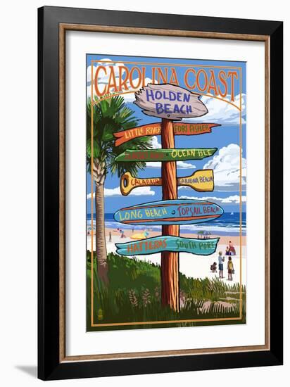 Holden Beach, North Carolina - Destination Sign-Lantern Press-Framed Art Print