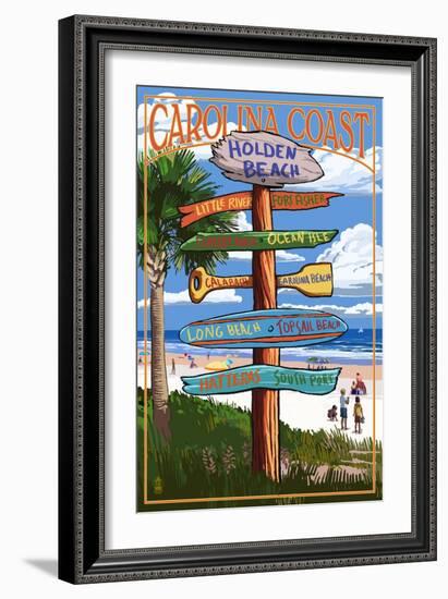 Holden Beach, North Carolina - Destination Sign-Lantern Press-Framed Art Print