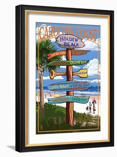 Holden Beach, North Carolina - Destination Sign-Lantern Press-Framed Art Print