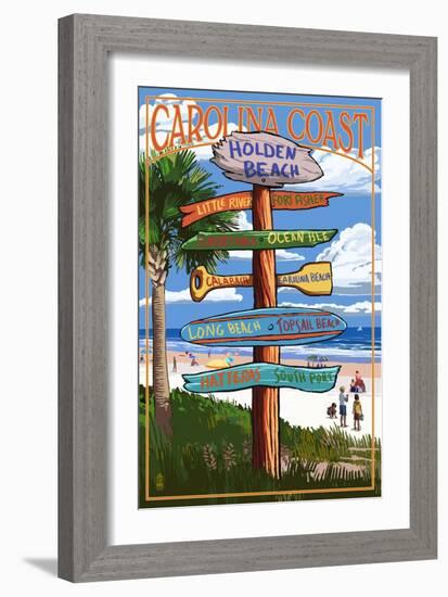 Holden Beach, North Carolina - Destination Sign-Lantern Press-Framed Premium Giclee Print
